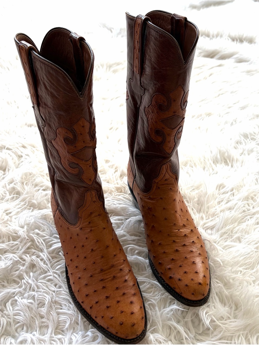 Lucchese Classics Full-Quill Ostrich Cowboy Western Boots Men’s 8.5D Made In USA